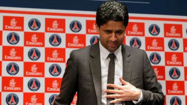 Al Khelaifi, durante una conferencia de prensa con el PSG