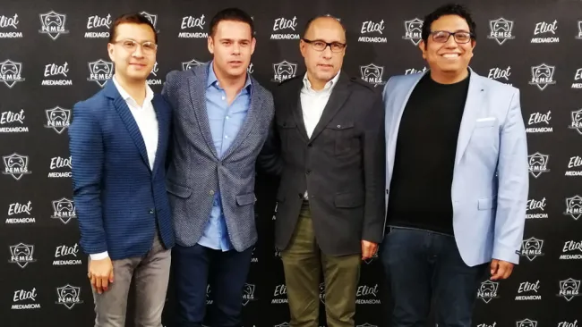 Los dirigentes de Eliot Media y de la Femes, en la presentación de la nueva alianza