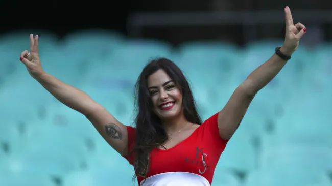 Larissa Riquelme durante un partido de Paraguay en Copa América