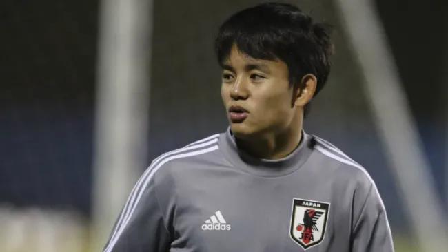 Kubo, durante un entrenamiento de Japón