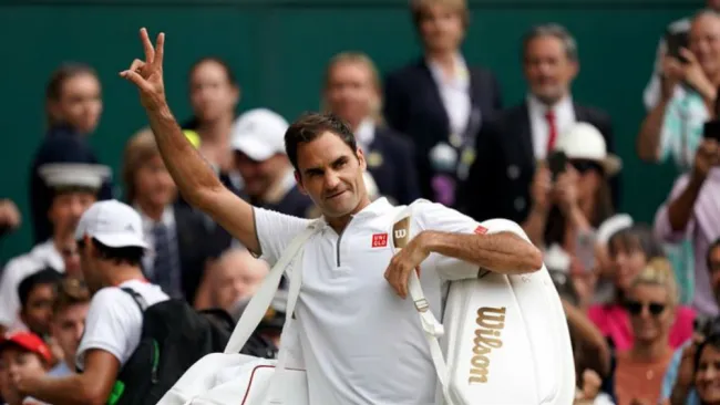 Roger Federer festeja en Wimbledon 