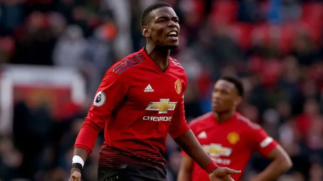 Paul Pogba en un partido del Manchester United