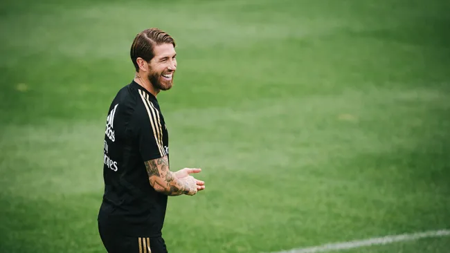 Sergio Ramos durante un entrenamiento del Real Madrid