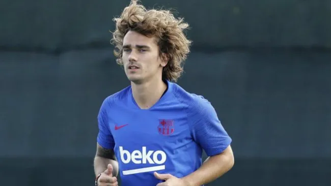 Griezmann, en un entrenamiento del Barça