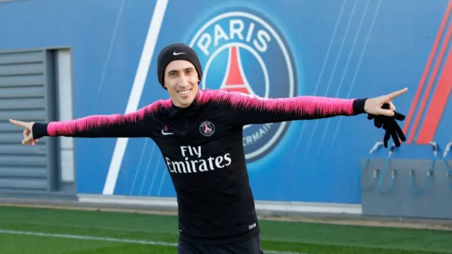 Di María, en un entrenamiento del PSG
