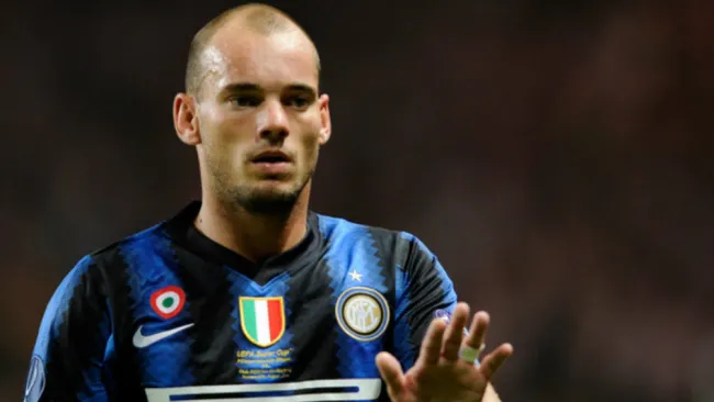Wesley Sneijder durante un juego del Inter