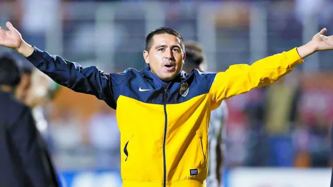 Juan Román Riquelme celebra un triunfo del Boca Juniors 