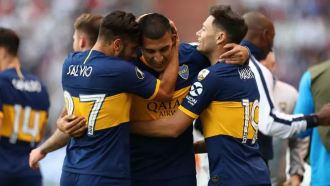 Jugadores del Boca Juniors, en festejo de gol