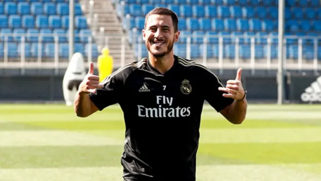 Hazard, en un entrenamiento del Real Madrid