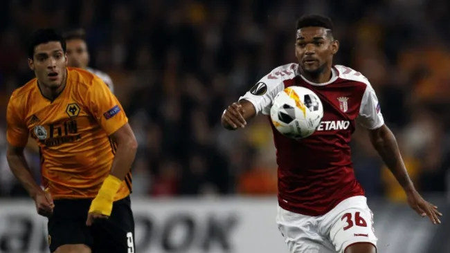 Raúl Jiménez, en el partido de Wolves