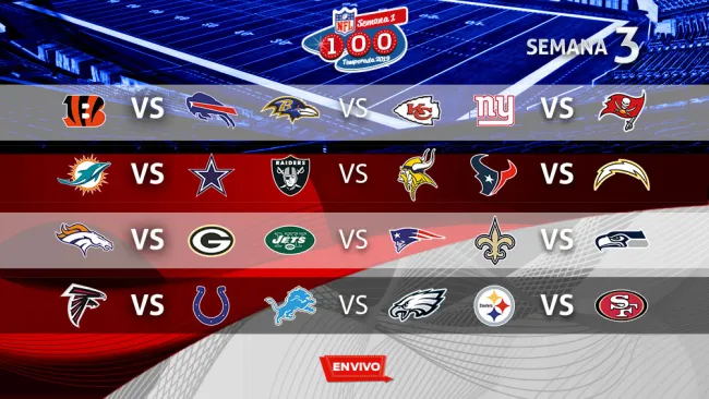 NFL en vivo y en directo Semana 2 domingo 