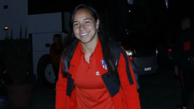 Charlyn Corral, en un viaje con el Atlético de Madrid