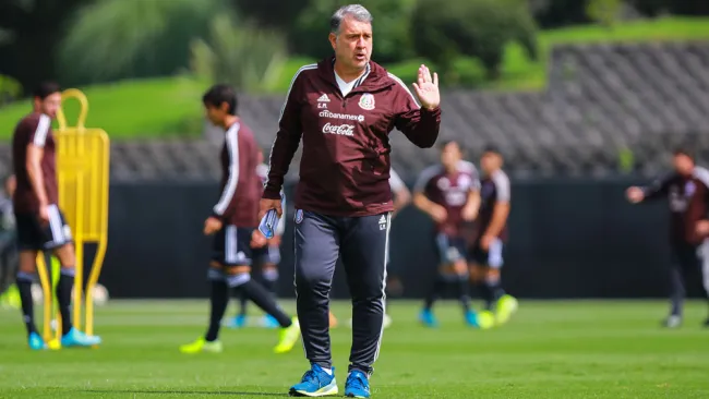 Gerardo Martino, en un entrenamiento del Tricolor 