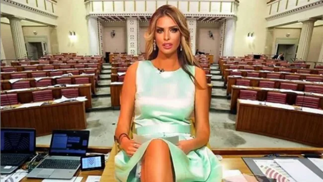 La exmodelo Ava Karabatic, quien contiende para ser presidenta