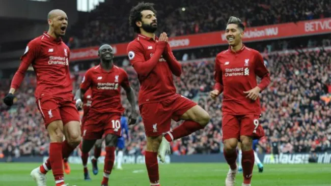 Mohamed Salah celebrando una anotación con Liverpool