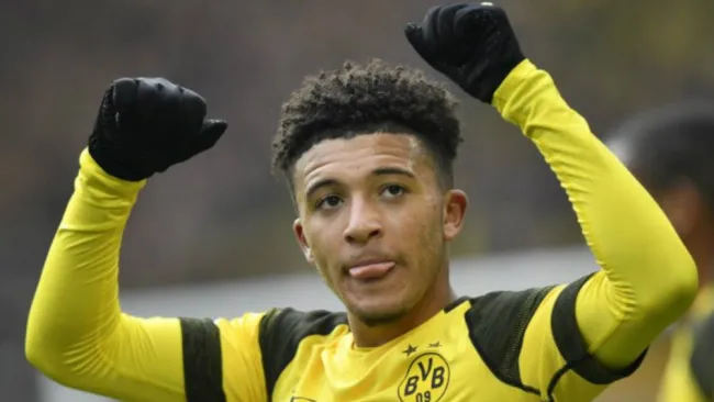 Jadon Sancho, en festejo con el Borussia Dortmund