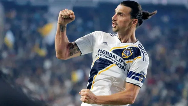 Zlatan festeja gol con el Galaxy