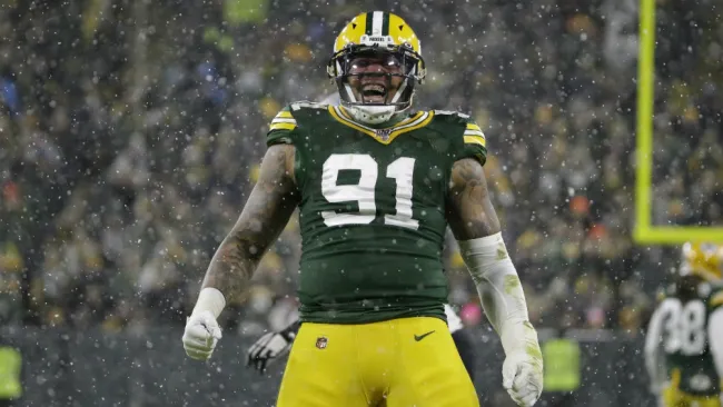Preston Smith, en festejo de los Packers de Green Bay