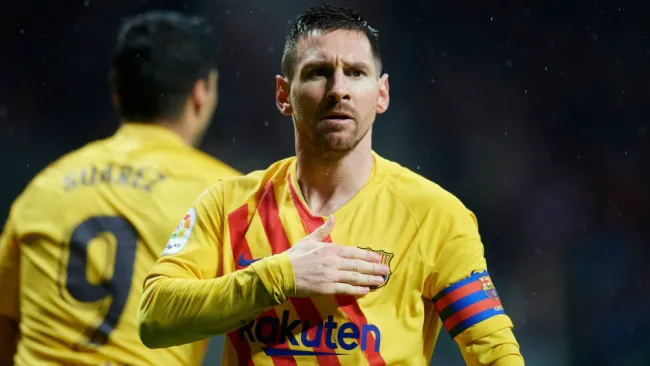 Messi celebrando el gol ante el ATM