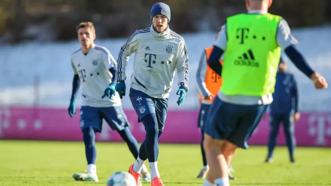 Jugadores del Bayern Munich en entrenamiento