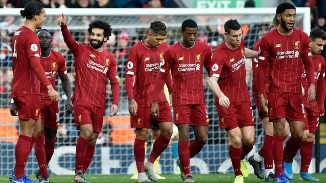 Salah festeja uno de sus goles contra Watford