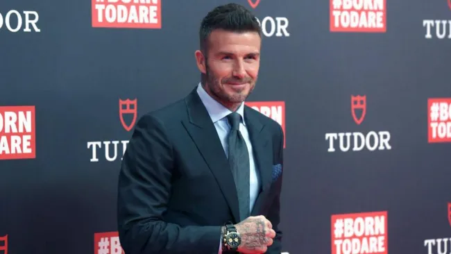 David Beckham posa para los medios de comunicación 