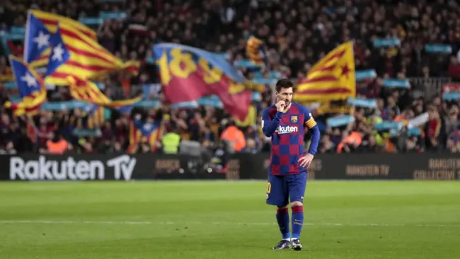 Messi en el Camp Nou durante El Clásico