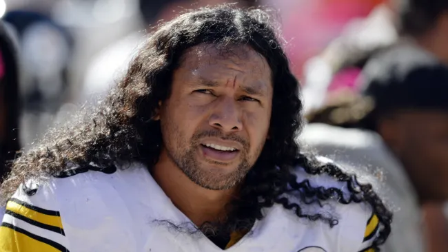 Troy Polamalu en la banca durante un juego de Steelers