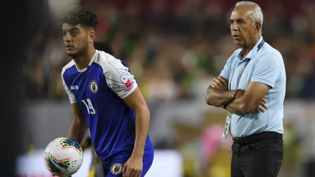 Steeven Saba en acción con Haití en la Copa Oro 2019