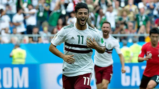 Carlos Vela festeja un gol en el Mundial de Rusia 2018