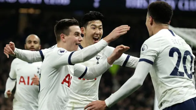 Festejo de los jugadores de Tottenham 