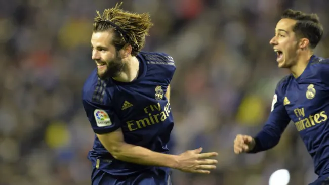 Nacho celebrando su anotación ante Valladolid
