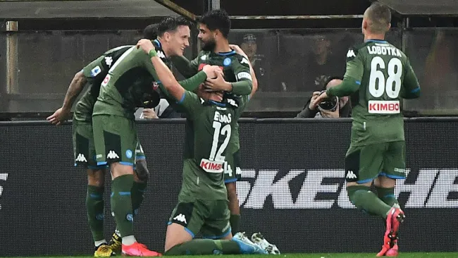 Jugadores del Napoli celebrando un gol ante la Sampdoria