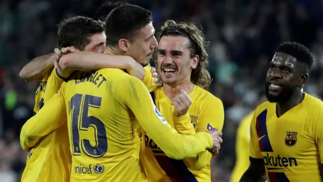 Barcelona festejando victoria