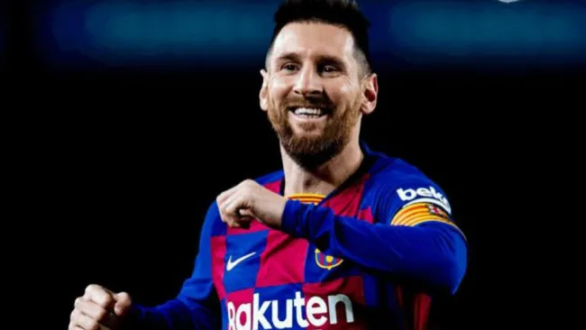 Messi, en un festejo con Barcelona