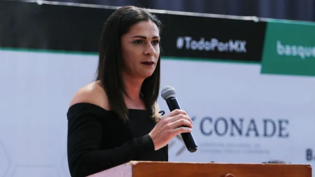 Ana Guevara, durante una conferencia de prensa