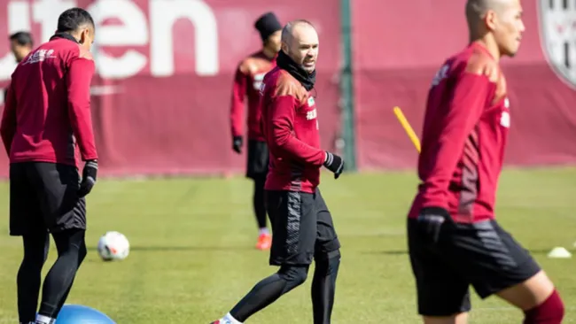 Andrés Iniesta, durante un entrenamiento del Vissel Kobe