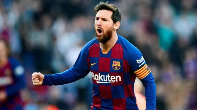 Messi, en festejo con Barcelona