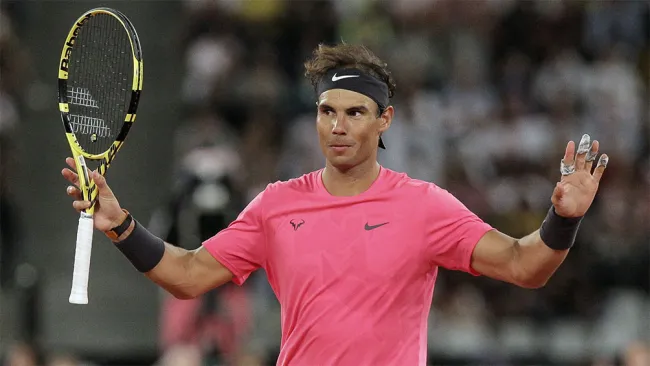 Rafael Nadal en un partido de Roland Garros