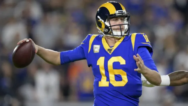  Jared Goff, durante un partido de Rams