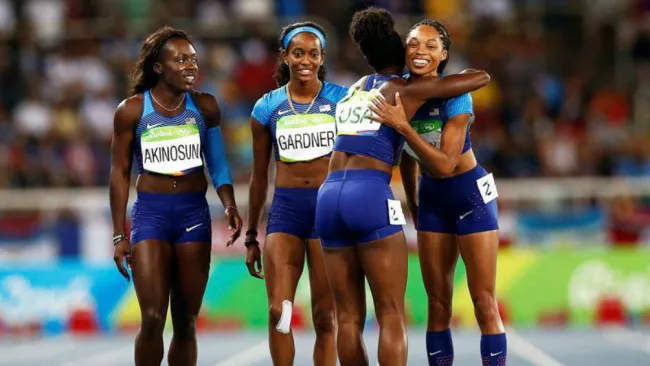 Atletas estadounidenses en celebración