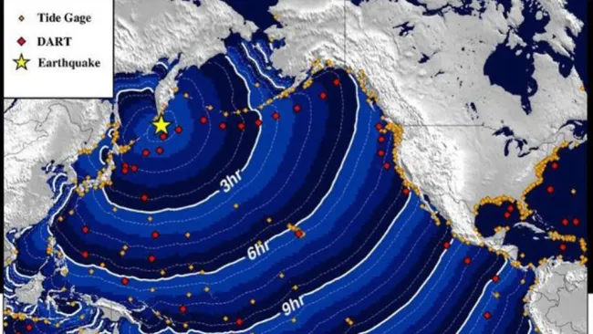 Posible trayectoria de tsunami