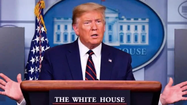 Donald Trump en conferencia de prensa en la Casa Blanca 