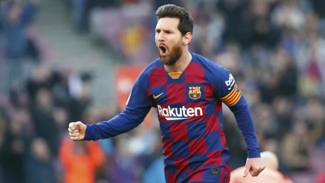 Lionel Messi celebra una anotación con Barcelona 