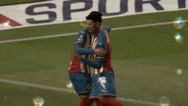 Chivas en celebración de gol