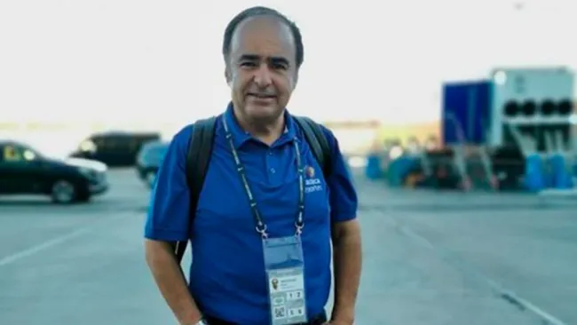 David Medrano, en una cobertura deportiva