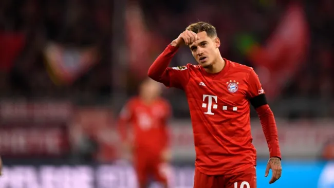 Philippe Coutinho durante un partido con Bayern Munich