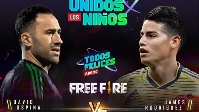 James y Ospina se unen por los niños en Free Fire