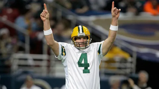 Brett Favre durante un partido de los Packers