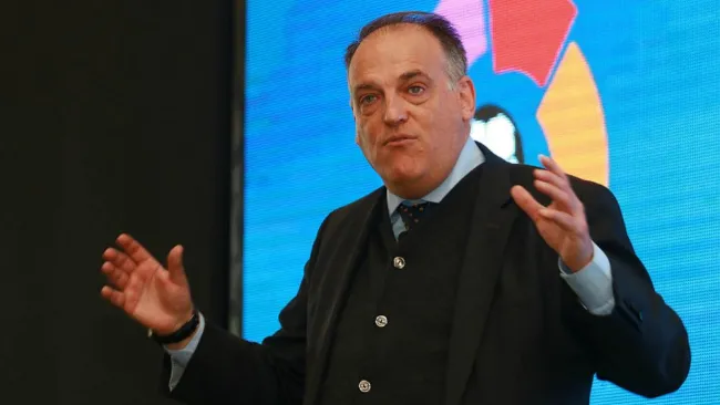Javier Tebas en una conferencia